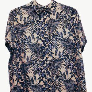 Tropical Coastal Resort Grandpacore Tasso Elba Floral Silk Blend Shirt Men's 2XL